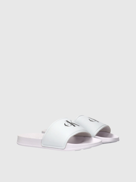White Kids Signature Logo Sliders  Kids Unisex