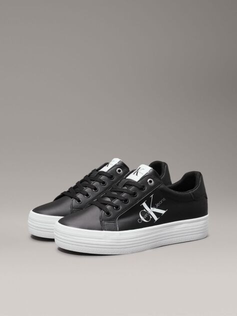 Μαύρο Δερμάτινα Sneakers Με Πλατφόρμα  Γυναίκα