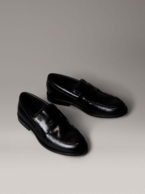 Black Leather Airfit® Cushioned Penny Loafers  Men