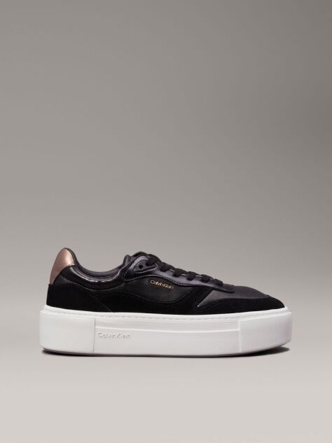 Μαύρο Δερμάτινα Sneakers Με Πλατφόρμα  Γυναίκα