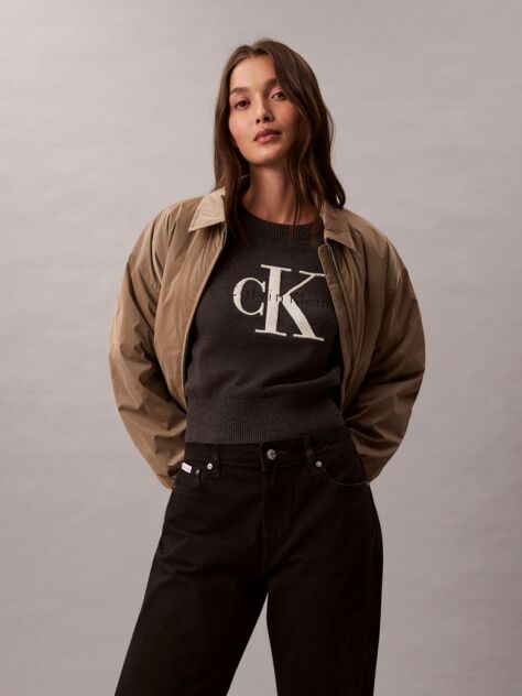 Grey Monologo Cropped Jumper  Women