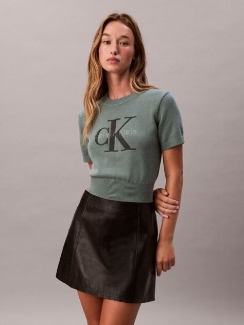 Green Monologo Cropped Jumper  Women