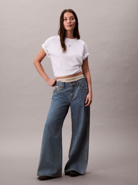 White Short Sleeve Woven Label Oversized T-Shirt  Women