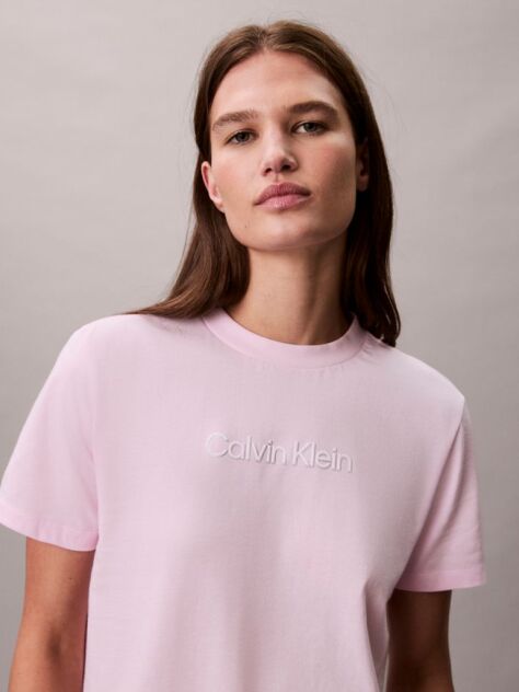 Ροζ Κλασικό T-Shirt Με Foil Λογότυπο  Γυναίκα
