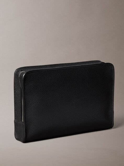 Black Foil Embossed Logo Pouch  Men