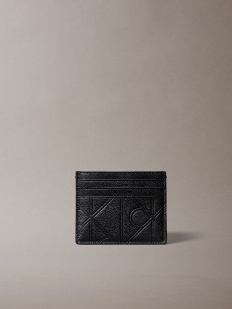 Black Embossed Allover Emblem Logo Cardholder  Men