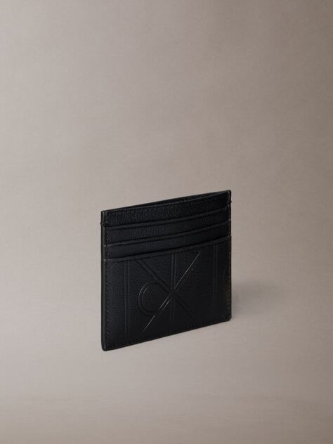 Black Embossed Allover Emblem Logo Cardholder  Men