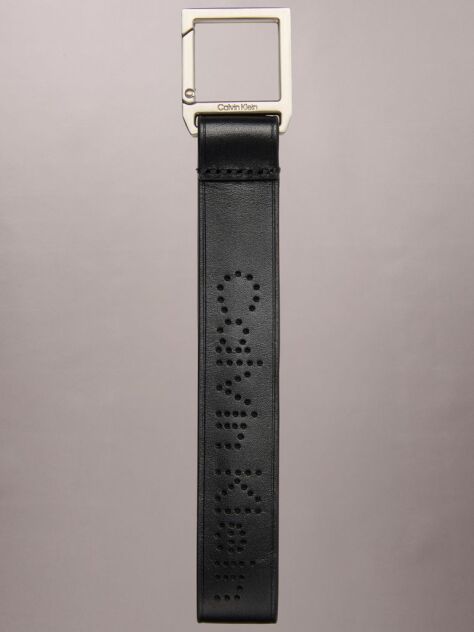 Black Perforated Leather Carabiner Key Fob  Men