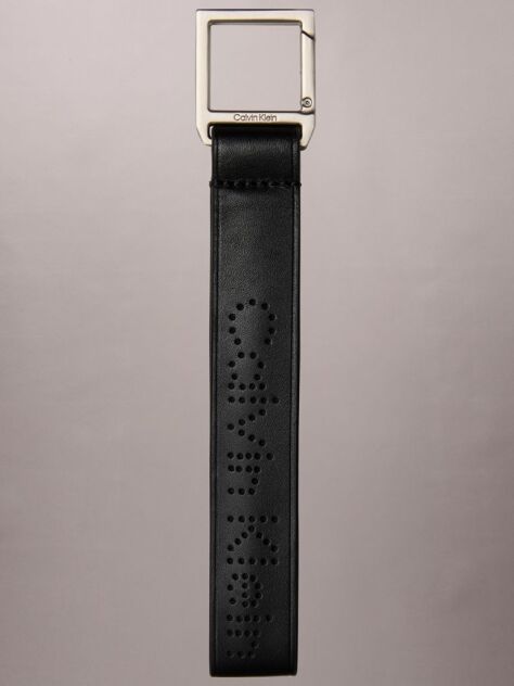 Black Perforated Leather Carabiner Key Fob  Men