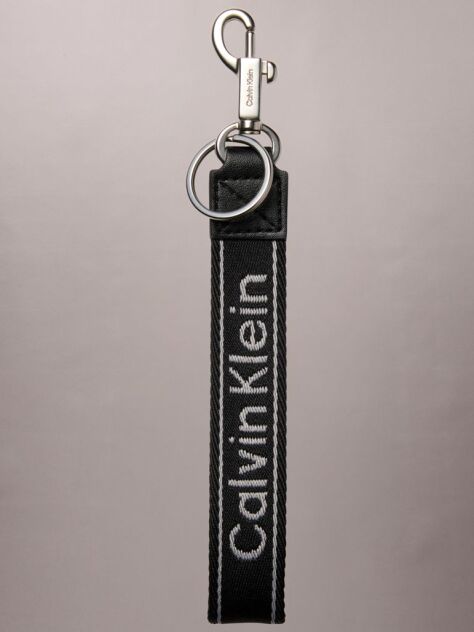 Black Webbing Woven Logo Key Fob  Men