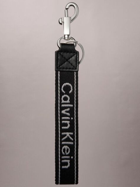 Black Webbing Woven Logo Key Fob  Men