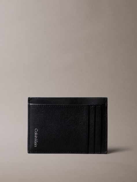 Black Leather Vertical Card Holder  Men