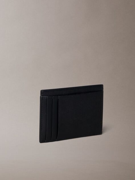 Black Leather Vertical Card Holder  Men