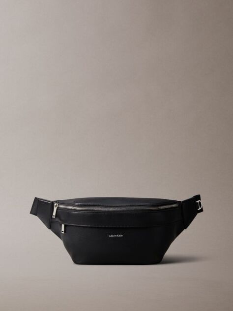 Black Metal Logo Bum Bag  Men
