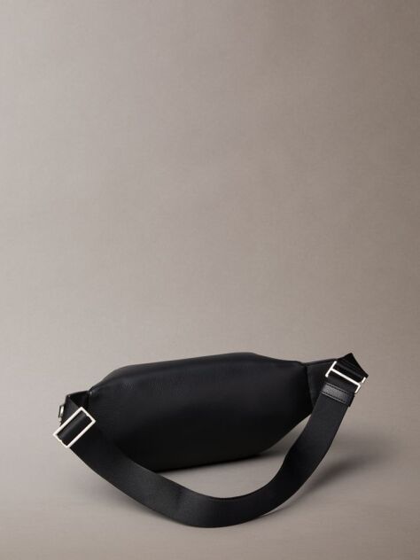 Black Metal Logo Bum Bag  Men