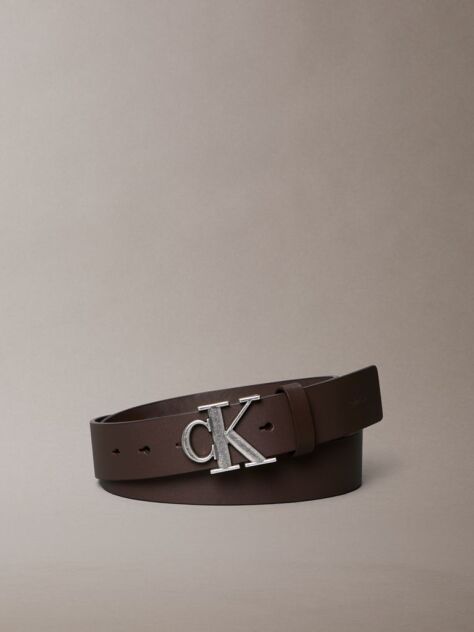 Καφέ Δερμάτινη Ζώνη Με Αγκράφα Monogram  Άνδρας