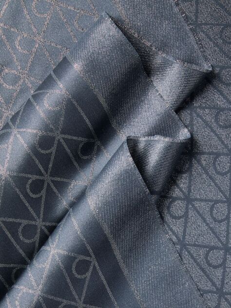 Blue Allover Emblem Logo Shine Scarf  Women