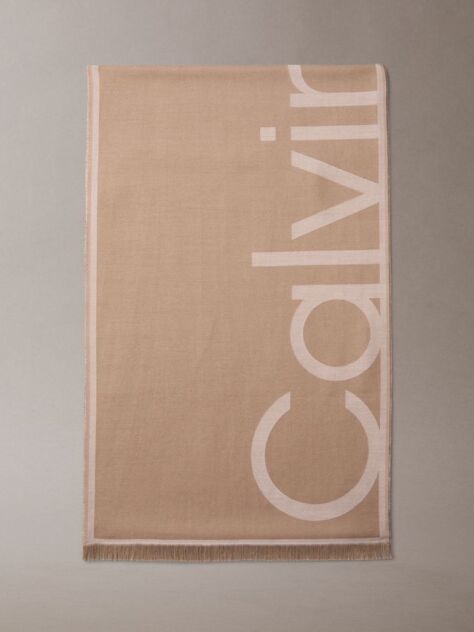 Beige Logo Jacquard Stole  Women