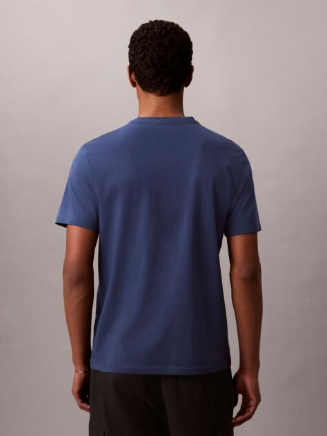 Μπλε T-Shirt Με Στρογγυλή Λαιμόκοψη Και Λογότυπο  Άνδρας