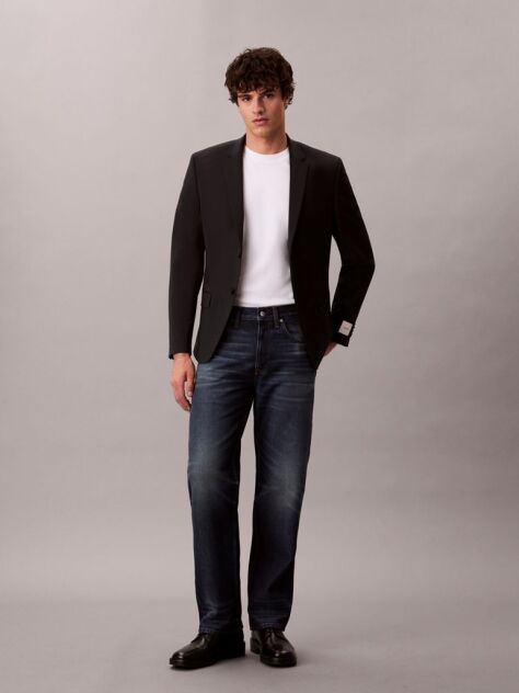 Black Slim Tropical Wool Blazer  Men