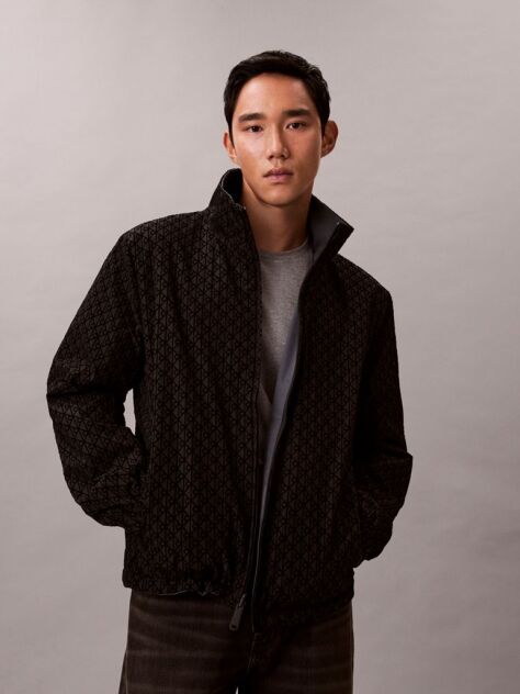 Black Long-Sleeve Nylon Reversible Jacket  Men