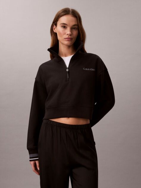 Black French Terry 1/4 Zip Sweatshirt  Women