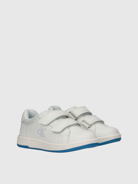 White Low Cut Velcro Sneaker  Kids Unisex