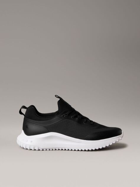 Μαύρο Sneakers Με Κορδόνια Και Συνδιασμό Υφασμάτων  Άνδρας