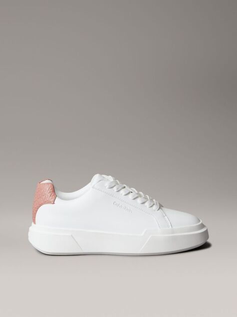 White CK Avenue - Smooth Leather Logo Trainers  Women