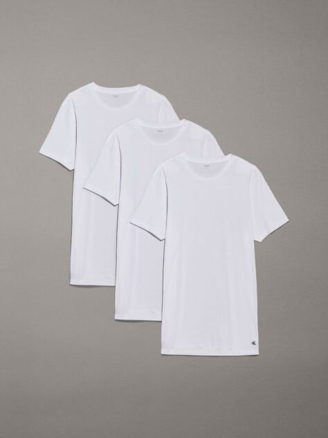 Λευκό Σετ 3 T-Shirts Με Κανονική Λαιμόκοψη - Cotton Classics  Άνδρας