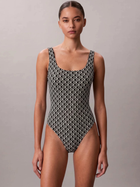 Black Scoop Back Swimsuit - CK Icon  Women