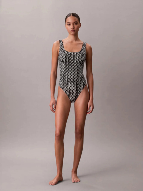 Black Scoop Back Swimsuit - CK Icon  Women