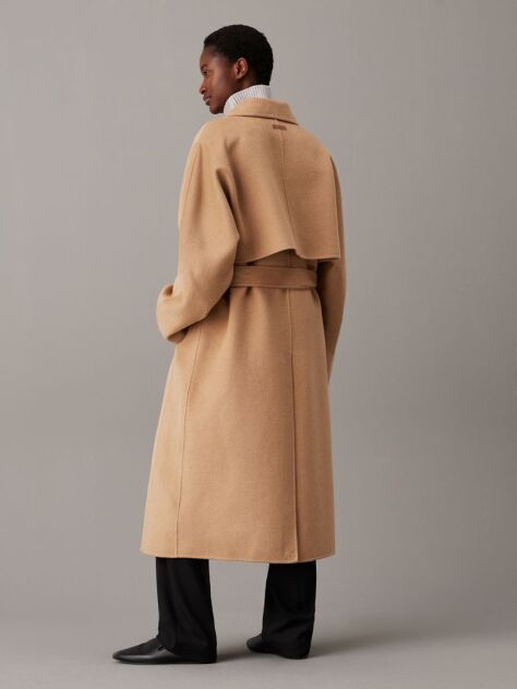 Brown Double Face Wool Wrap Coat  Women