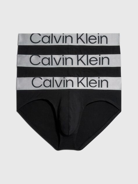 Black 3 Pack Briefs - Steel Cotton  Men
