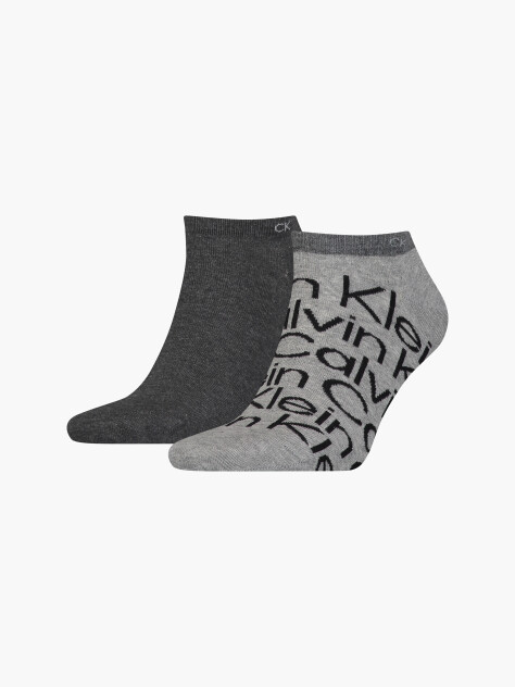 Grey 2 Pack Logo Ankle Socks  Men