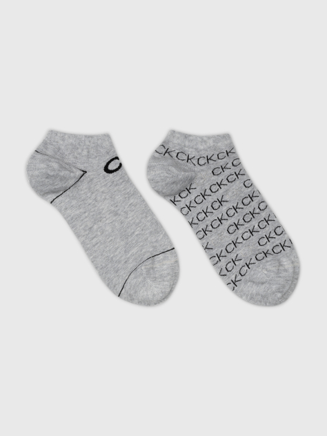 Grey Calvin Klein All-Over-Logo Women's Sneaker Socks 2 pack  Women
