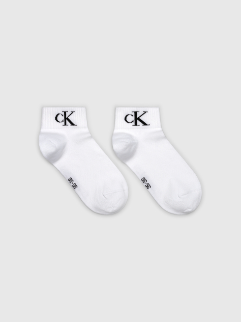 White 2 Pack Monogram Quarter Socks  Women