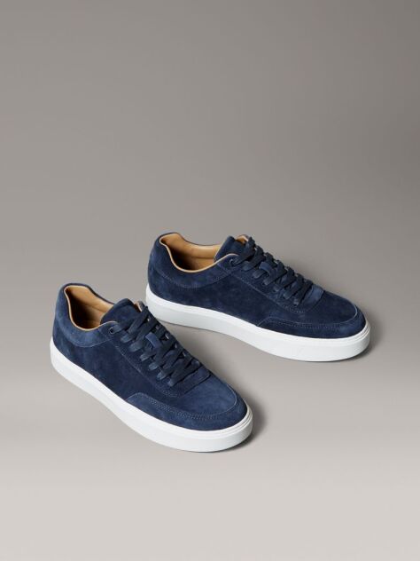 Blue Leather Trainers  Men