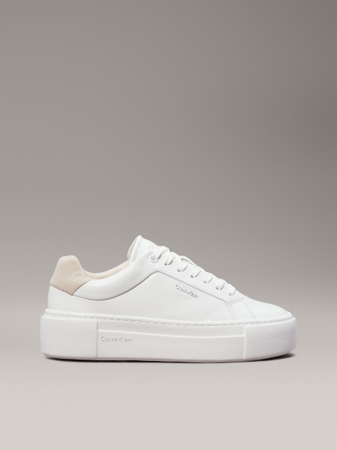 Λευκό Δερμάτινα Sneakers Με Πλατφόρμα  Γυναίκα