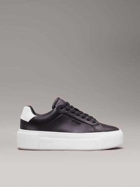 Μαύρο Δερμάτινα Sneakers Με Πλατφόρμα  Γυναίκα
