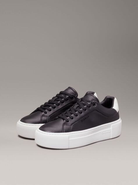 Μαύρο Δερμάτινα Sneakers Με Πλατφόρμα  Γυναίκα