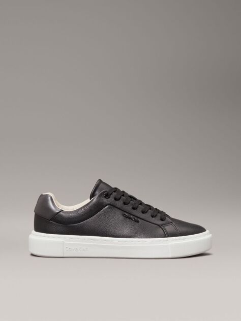 Black Leather Trainers  Women