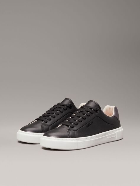 Black Leather Trainers  Women