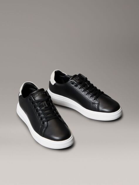 Black Leather Trainers  Women