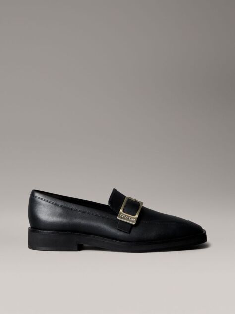 Μαύρο Δερμάτινα Loafers Με Apron Μύτη  Γυναίκα