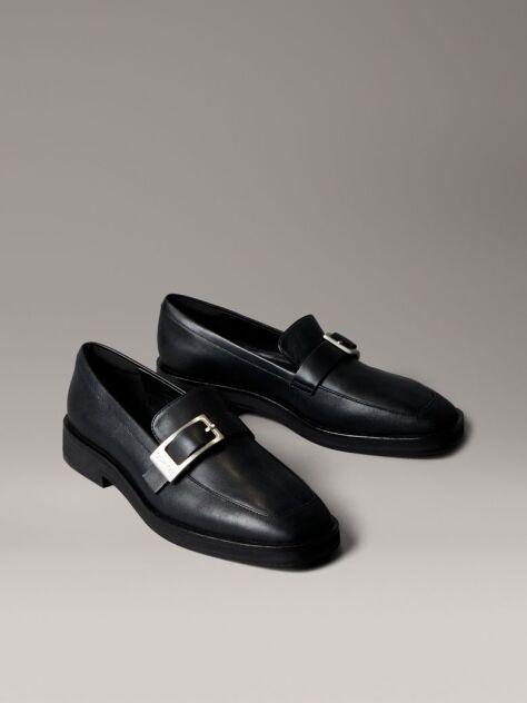 Μαύρο Δερμάτινα Loafers Με Apron Μύτη  Γυναίκα
