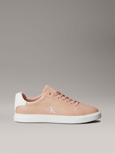 Ροζ Δερμάτινα Sneakers Με Signature Λογότυπο  Γυναίκα