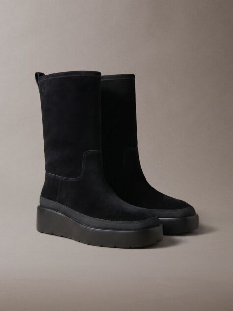 Black Suede Water Repellent Platform Boots  Women