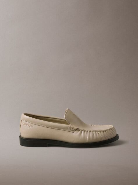 Μπεζ Thea - Δερμάτινα Loafers Με Πιέτες  Γυναίκα