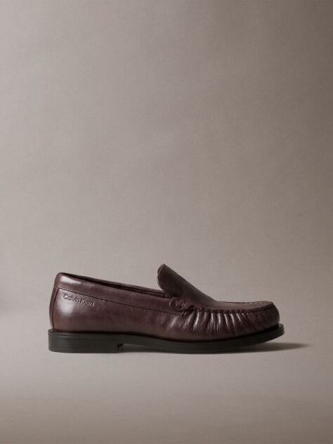 Καφέ Thea - Δερμάτινα Loafers Με Πιέτες  Γυναίκα